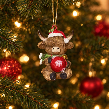 Highland Cow Christmas Bauble Ornament, Set of 2