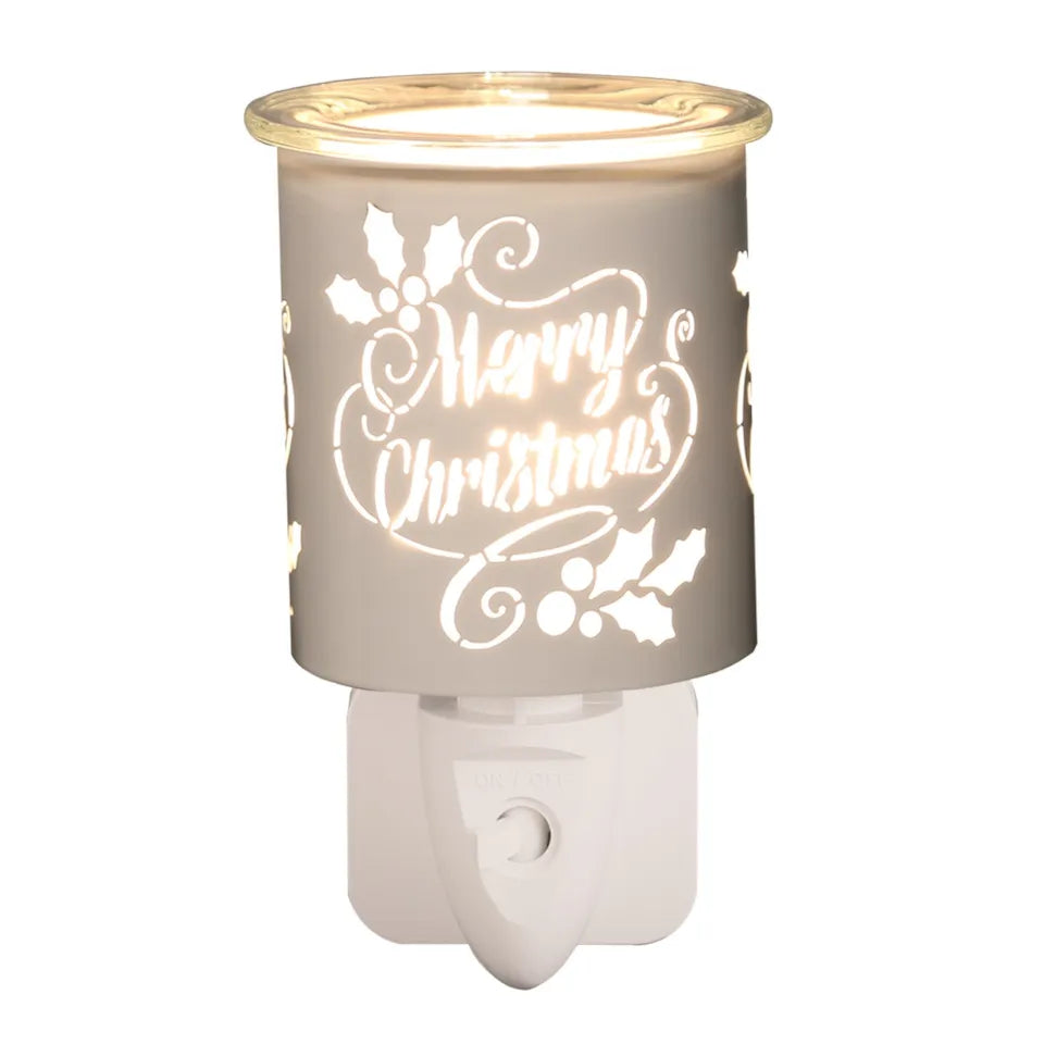 Merry Christmas White Plug In Wax Melter (008)