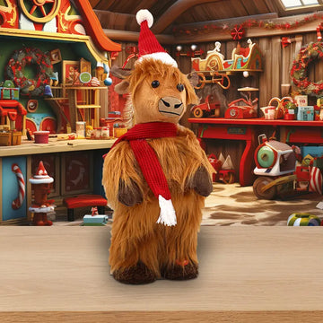 Singing & Dancing Christmas Highland Cow - Adorable Decorative Item with Singing & Dancing Functions Perfect for Holiday Decor & Gifting