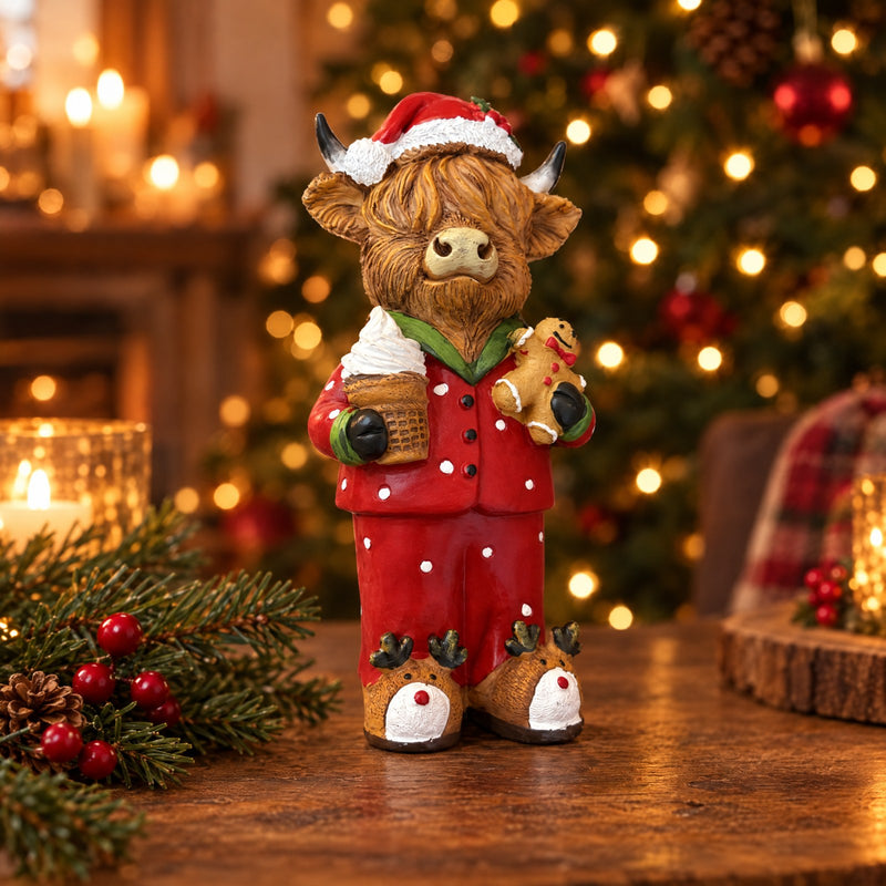Mr & Mrs Claus Highland Cow Figurine