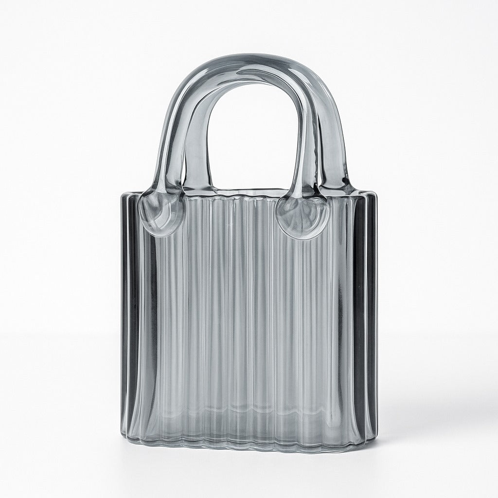 Glass Handbag Vase & Wax Melt Pouch Bundle - GREY