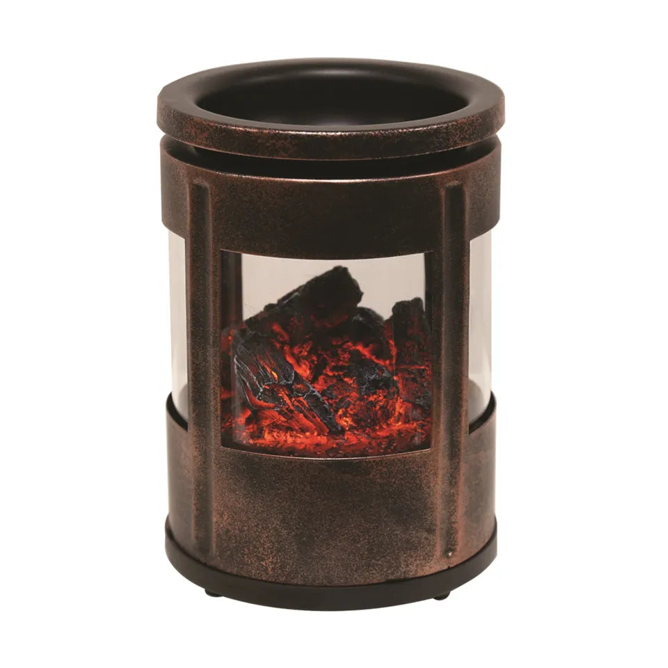 LED Burning Embers Electric Copper Colour Wax Melt Burner Switch Operated 14cm with Realistic Ember Effect (AR2352)