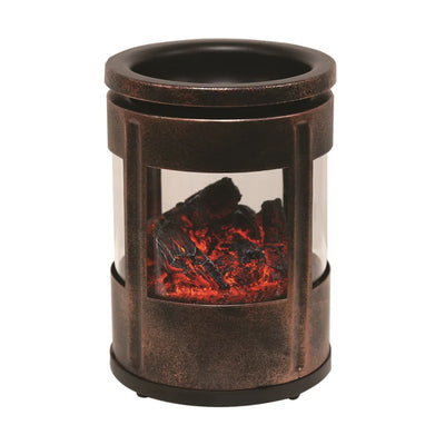 LED Burning Embers Electric Copper Colour Wax Melt Burner Switch Operated 14cm with Realistic Ember Effect (AR2352)