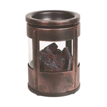 LED Burning Embers Electric Copper Colour Wax Melt Burner Switch Operated 14cm with Realistic Ember Effect (AR2352)