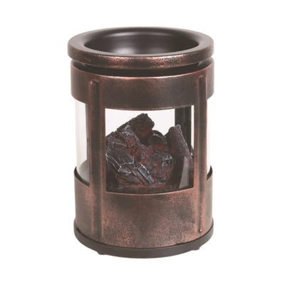 LED Burning Embers Electric Copper Colour Wax Melt Burner Switch Operated 14cm with Realistic Ember Effect (AR2352)