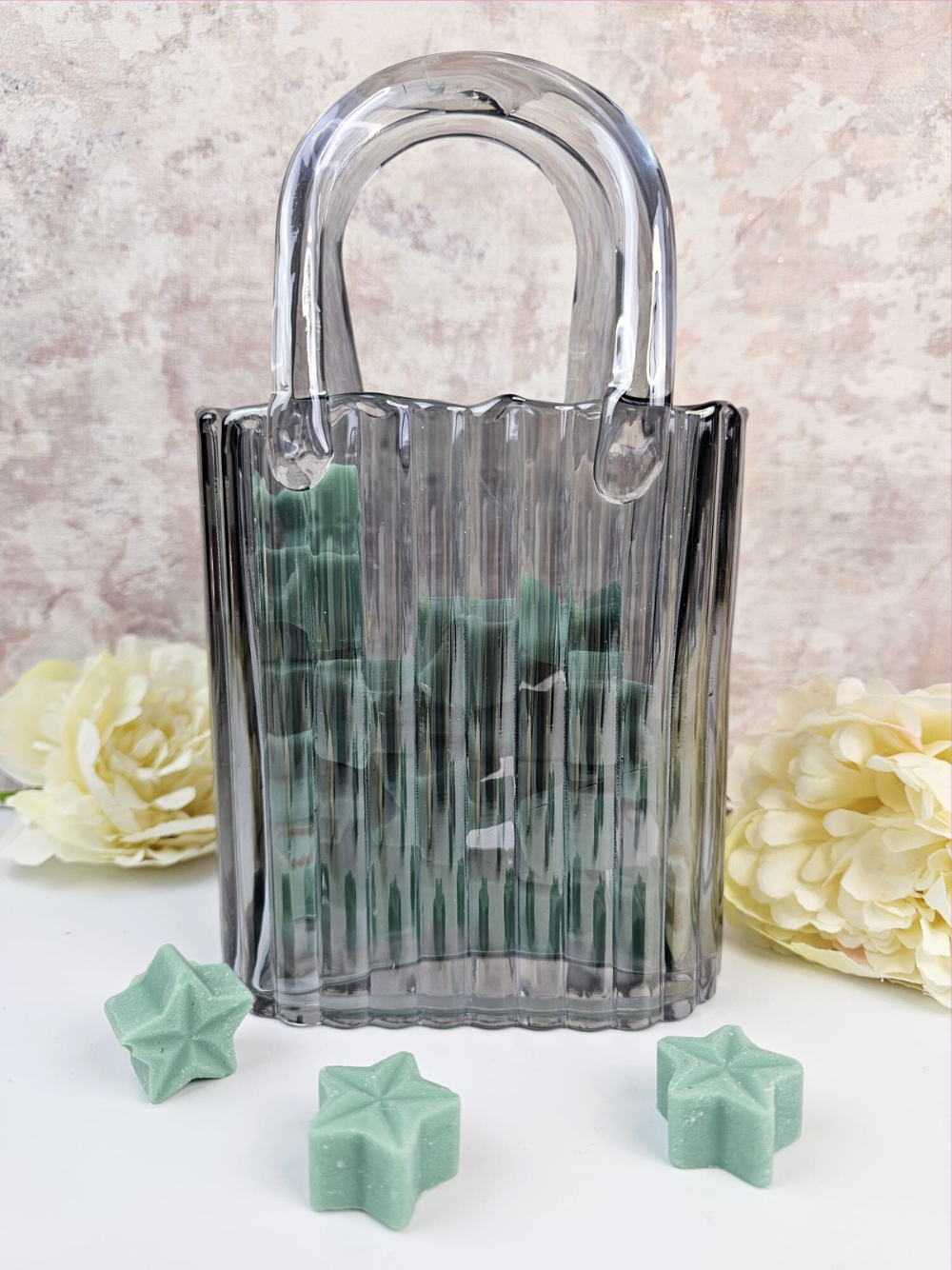 Glass Handbag Vase & Wax Melt Pouch Bundle - GREY