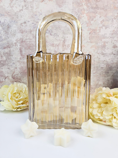 Glass Handbag Vase & Wax Melt Pouch Bundle - AMBER