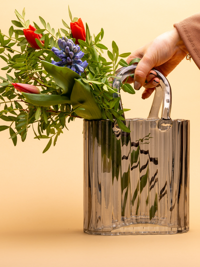 Glass Handbag Vase & Wax Melt Pouch Bundle - GREY