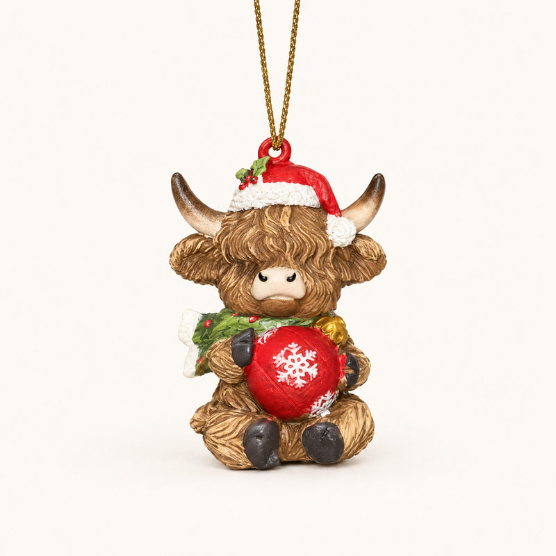 Highland Cow Christmas Bauble Ornament, Set of 2