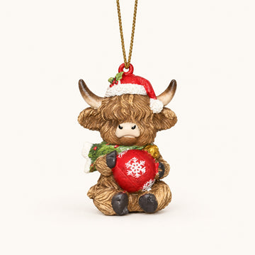 Highland Cow Christmas Bauble Ornament, Set of 2