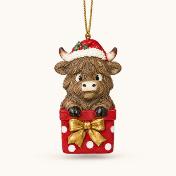 Highland Cow Christmas Ornaments, Set of 3