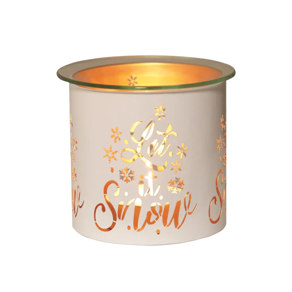 Let It Snow White  Metal Tealight Burner (031)