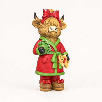 Mr & Mrs Claus Highland Cow Figurine