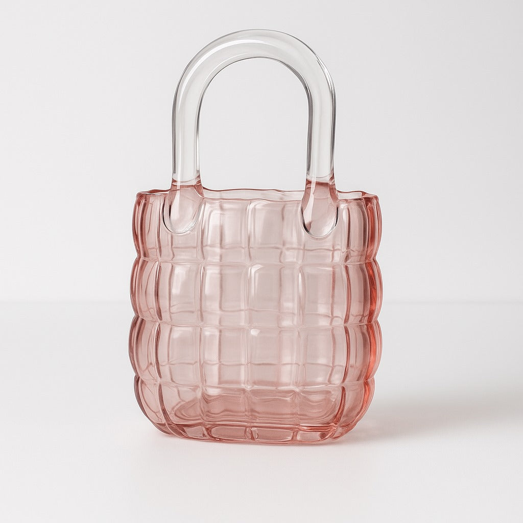 Glass Handbag Vase & Wax Melt Pouch Bundle - PINK