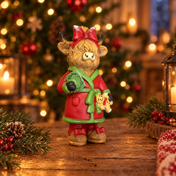 Mr & Mrs Claus Highland Cow Figurine