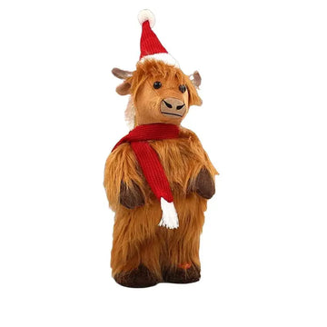 Singing & Dancing Christmas Highland Cow - Adorable Decorative Item with Singing & Dancing Functions Perfect for Holiday Decor & Gifting