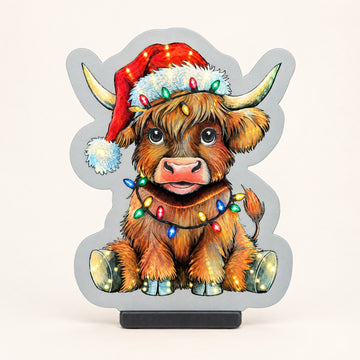 LED Light Up Highland Cow Plaque