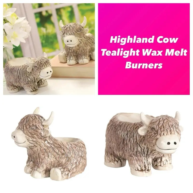 Highland Cow Tealight Wax Melt Burner, Ceramic