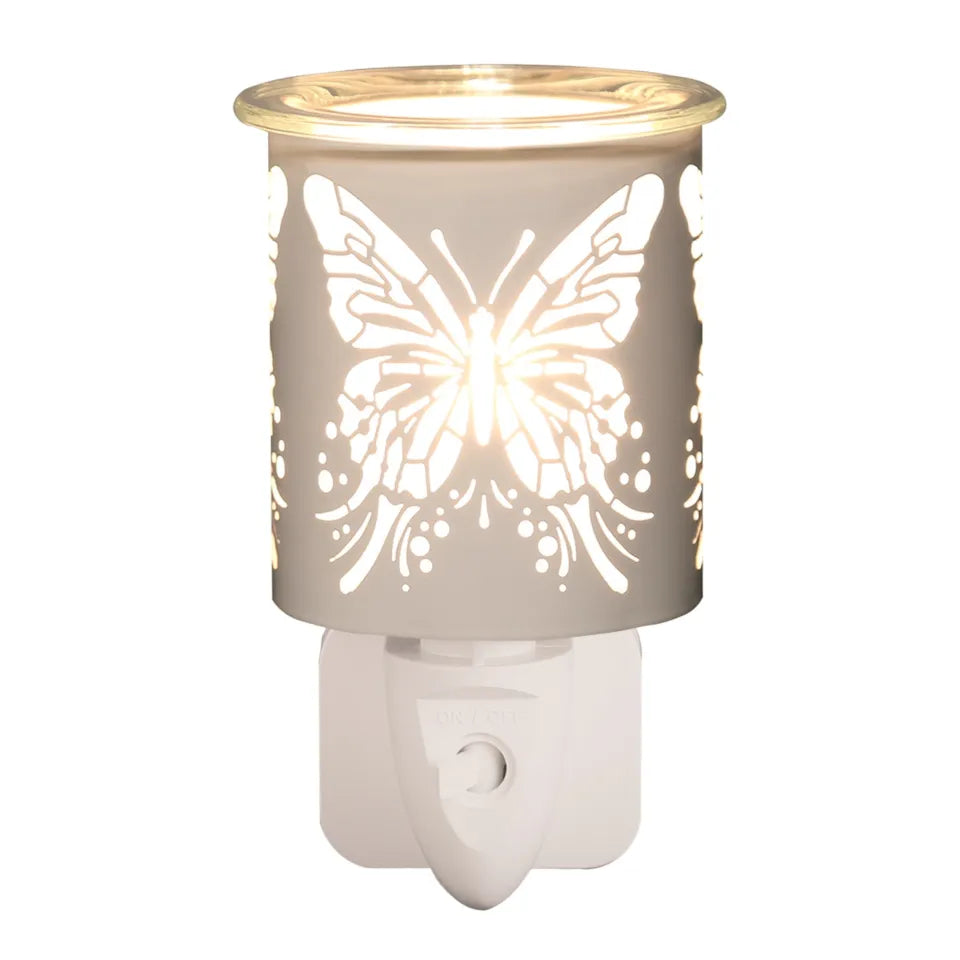 Large White Butterfly Plug In Burner