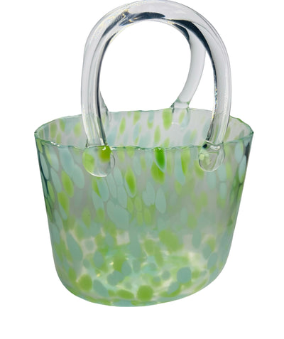 Glass Handbag Vase & Wax Melt Pouch Bundle - GREEN FLECK