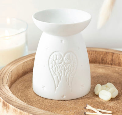 White Ceramic Angel Wings Wax Burner