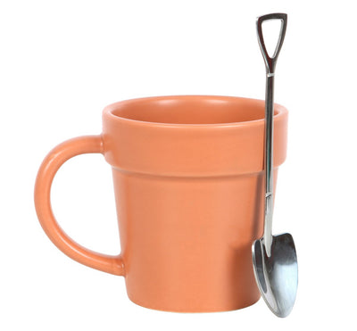 Ceramic Pot Mug & Shovel Spoon