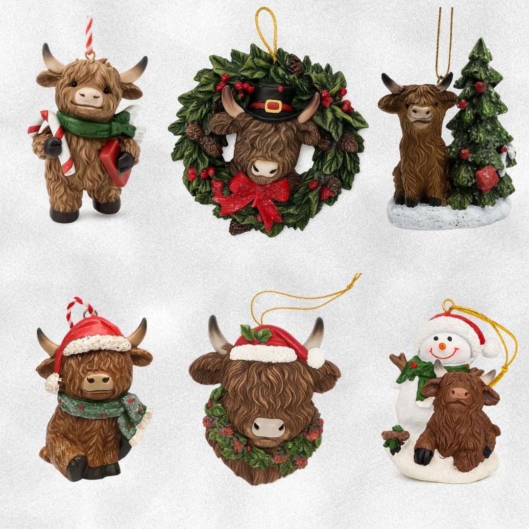 Highland Cow Christmas Tree Decoration, Assorted Designs, 1 PIECE