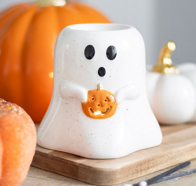Ghost Tealight Burner with Pumpkin