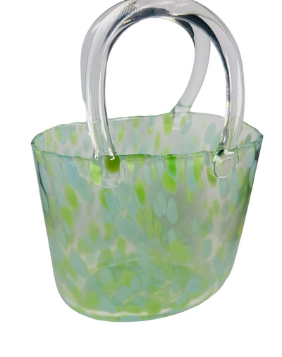 Glass Handbag Vase & Wax Melt Pouch Bundle - GREEN FLECK