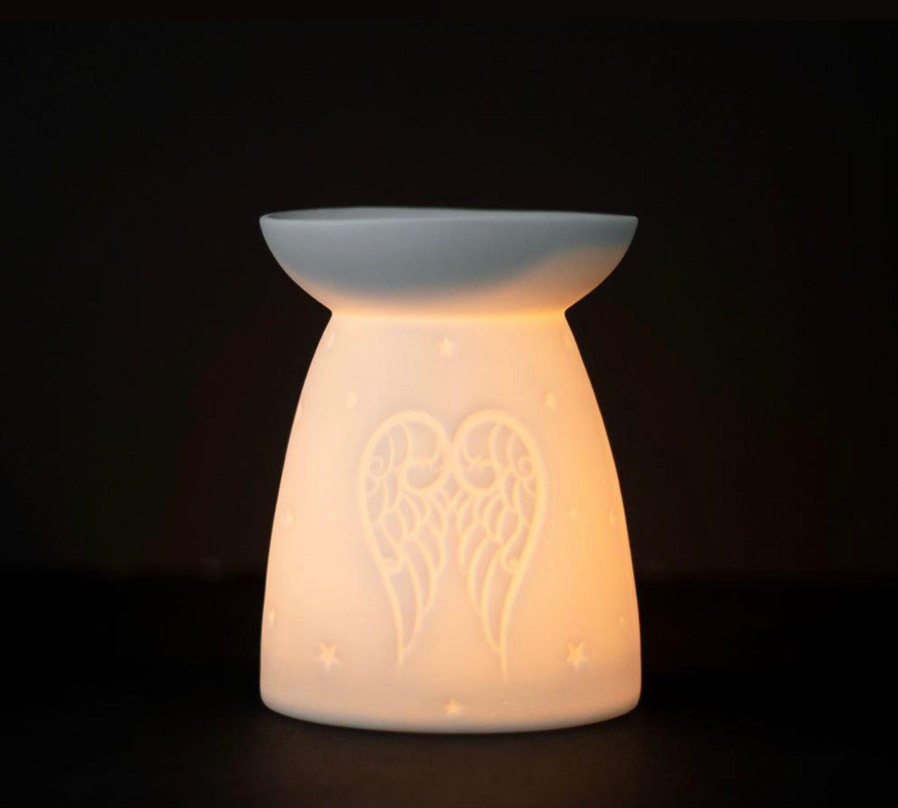 White Ceramic Angel Wings Wax Burner