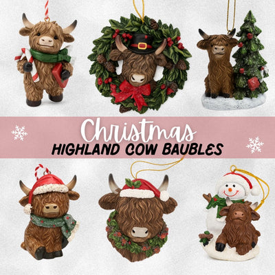 Highland Cow Christmas Tree Decoration, Assorted Designs, 1 PIECE