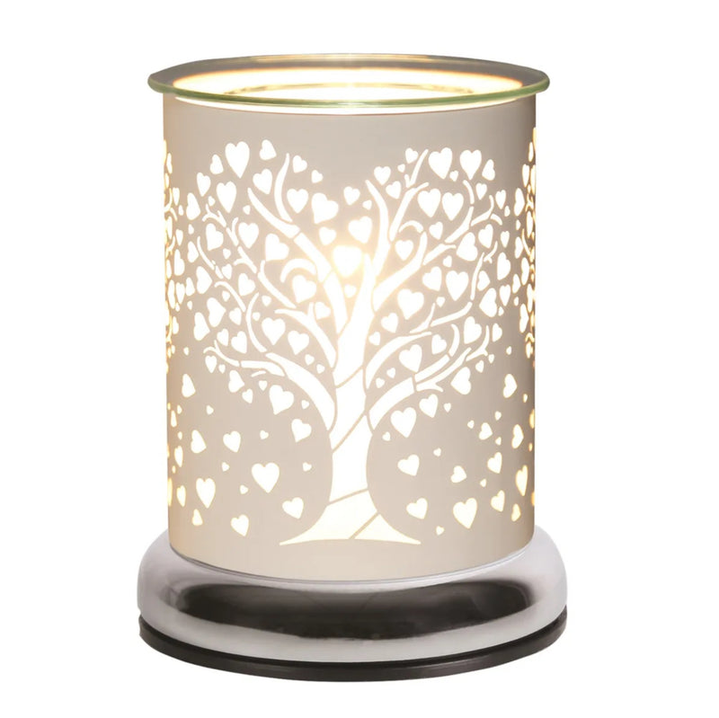 Touch Sensitive Wax Burner, White Tree Of Life Hearts