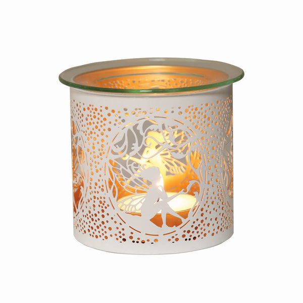 White Seated Fairy  Metal Tealight Burner