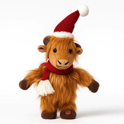 Singing & Dancing Christmas Highland Cow - Adorable Decorative Item with Singing & Dancing Functions Perfect for Holiday Decor & Gifting