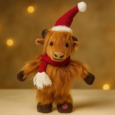 Singing & Dancing Christmas Highland Cow - Adorable Decorative Item with Singing & Dancing Functions Perfect for Holiday Decor & Gifting