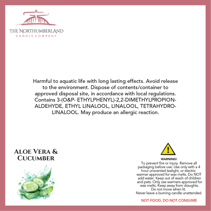 Aloe Vera & Cucumber 50g Snap Bar - safety label, ingredients and warnings