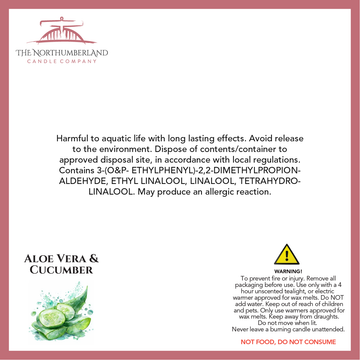 Aloe Vera & Cucumber 50g Snap Bar - safety label, ingredients and warnings