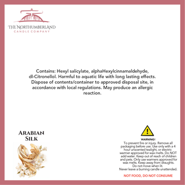 Arabian Silk 50g Snap Bar - safety label, ingredients and warnings