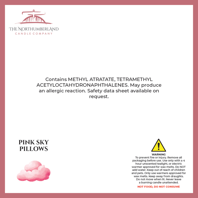 Pink Sky Pillows 50g Snap Bar - safety label, ingredients and warnings