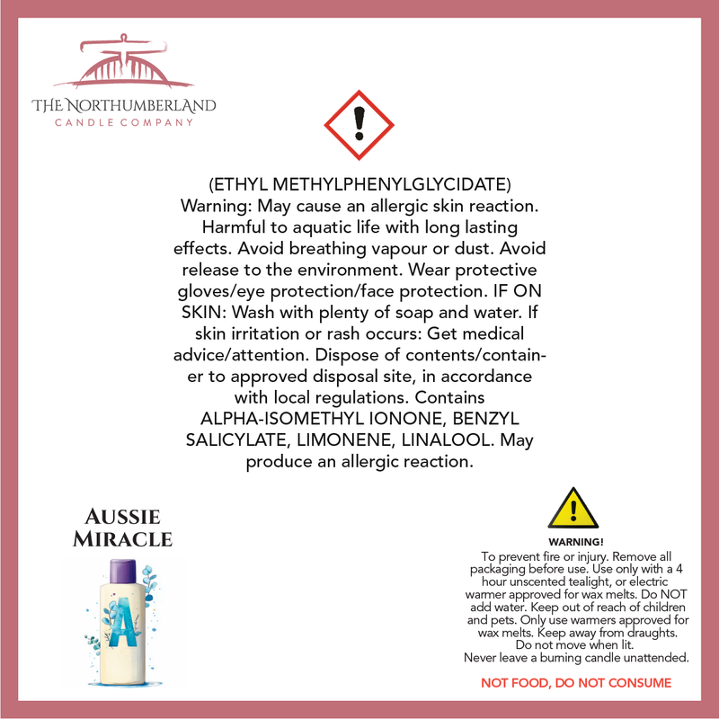 Aussie Miracle 50g Snap Bar - safety label, ingredients and warnings