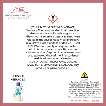 Aussie Miracle 50g Snap Bar - safety label, ingredients and warnings