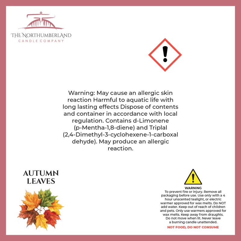 Autumn Leaves 50g Snap Bar - safety label, ingredients and warnings