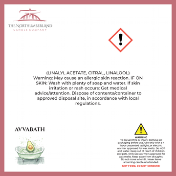 Avvabath 50g Snap Bar - safety label, ingredients and warnings