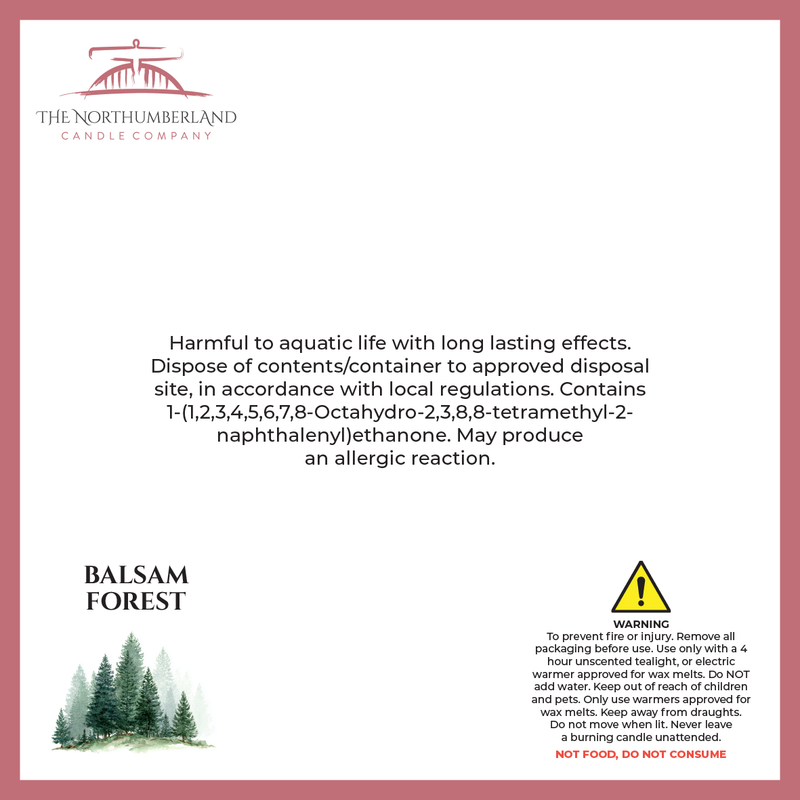 Balsam Forrest 50g Snap Bar - safety label, ingredients and warnings