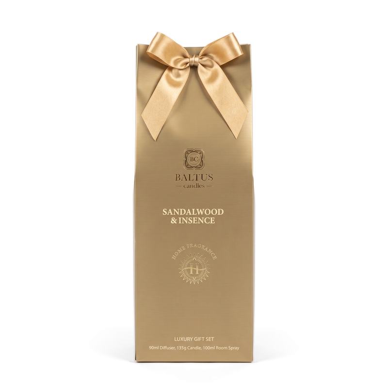 Baltus Luxury Gift Set in Sandalwood & Incense, gold gift bag