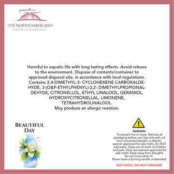Beautiful Day 50g Snap Bar - safety label, ingredients and warnings