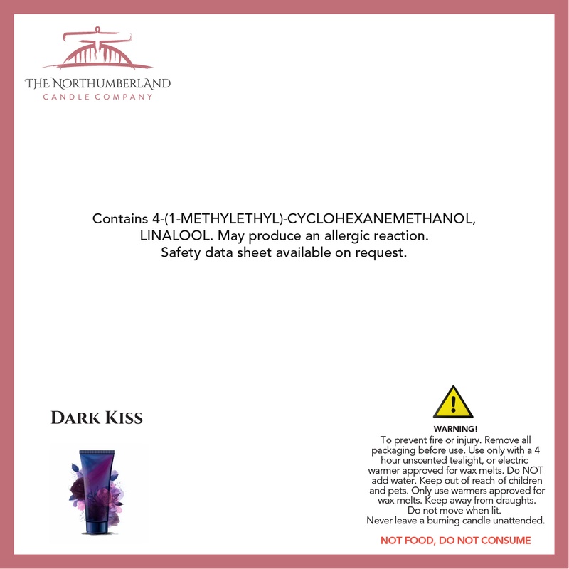 Dark Kiss 50g Snap Bar - safety label, ingredients and warnings