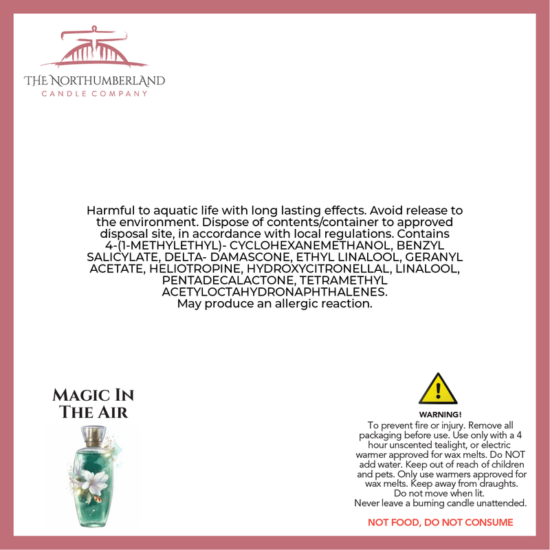 Magic In The Air 50g Snap Bar - safety label, ingredients and warnings