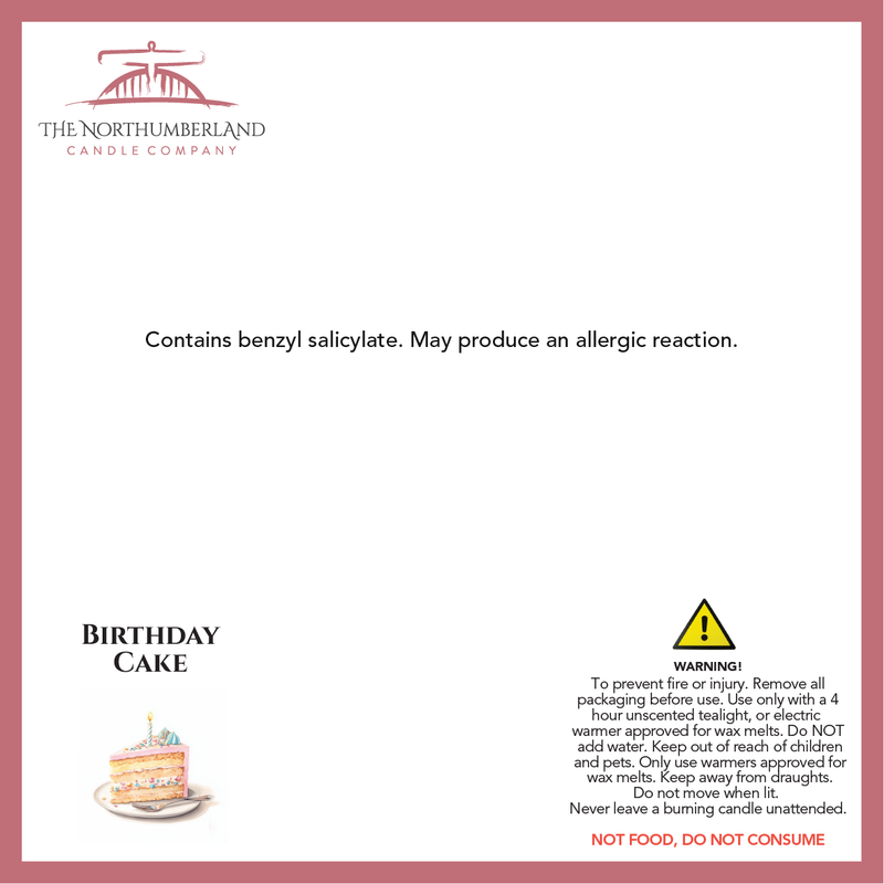 Birthday Cake 50g Snap bar - safety label, ingredients and warnings