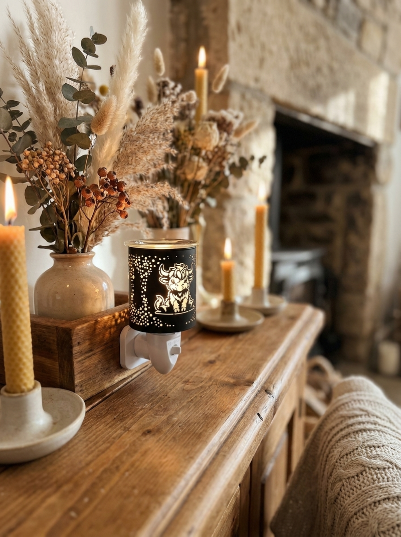 Black Highland Cow  Plug In Burner